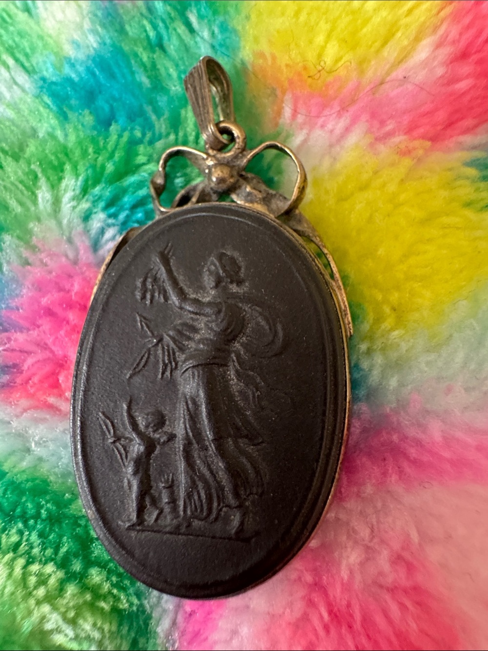 Wedgwood Black Oval Jasperware Revival Pendant